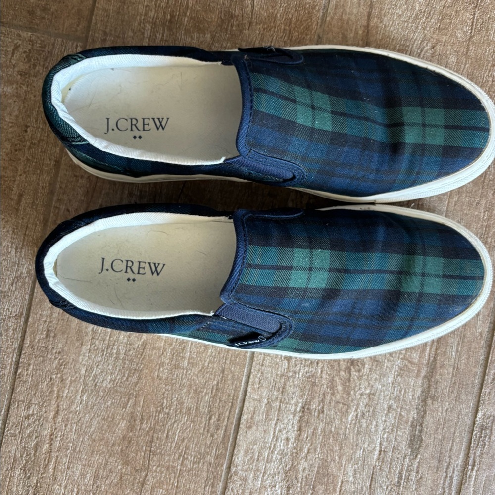 J. Crew Women’s Blue Plaid Slip-On Shoes